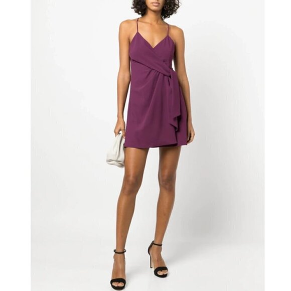 Alice + Olivia 'Katie' Wrap-Style Sleeveless Mini Dress, Boysenberry - Picture 1 of 3